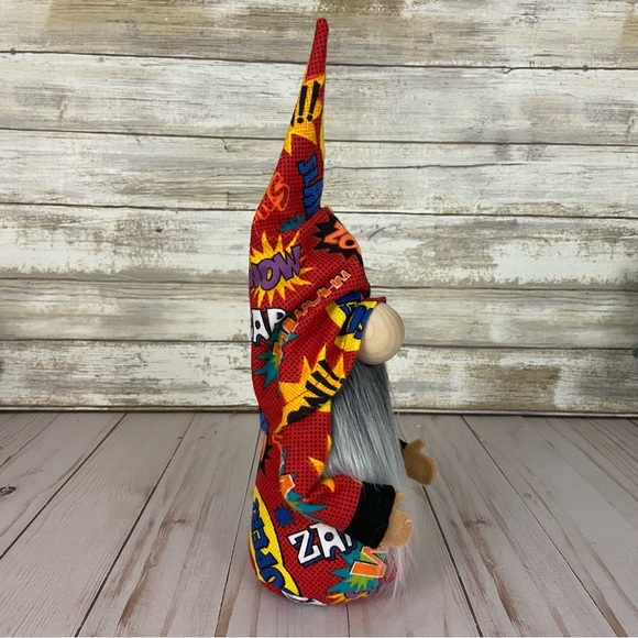 Superhero Gnome Word Graphics POW SLAM Flannel Retro Home Decor Handmade - Picture 6 of 11